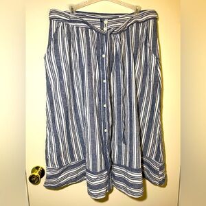 Peyton & Parker blue/white stripe a-line skirt w/pockets size 14 NWT